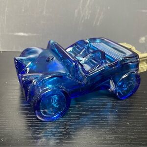 Collectible Avon cobalt blue glass dune buggy bottle Aftershave - Empty